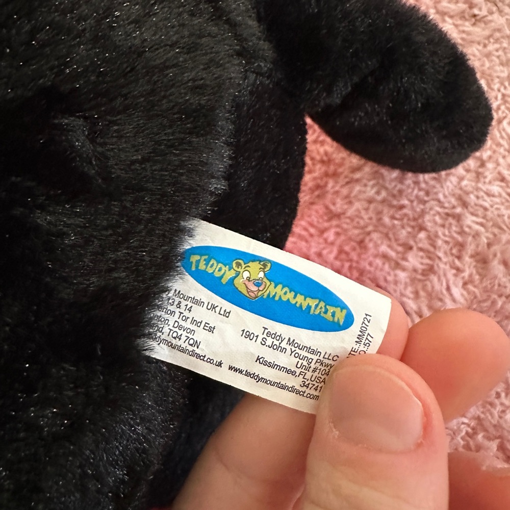 Teddy Mountain Black Panther Wild Cat Plush with Hidden Pocket on the Back - Picture 7 of 8